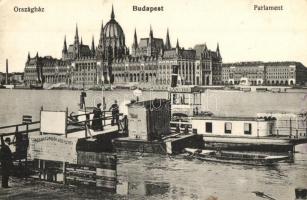 Budapest V. Országház, kikötő, Lánchíd gőzhajó járat, Császár fürdői jegyáruda, &#039;Balassa Frigyesné - Szántó Ferencné Kisegítő Hadikórháza&#039; (EK)