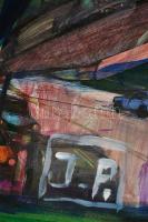 JP jelzéssel: Arcok, vegyes technika, farost, 54×32 cm