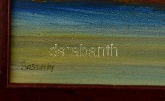 Bosznai jelzéssel: Tóparton, olaj, farost, keretben, 19×24 cm