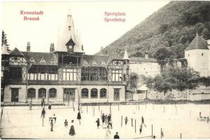 Brassó, Kronstadt, Brasov; Sporttelep, teniszpálya / Sportplatz / sport field, tennis court (ferdén vágott / slant cut)