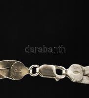 Ezüst(Ag) széles fonott nyaklánc, jelzett, h: 40 cm, nettó: 18,3 g