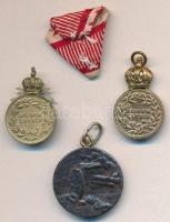 3db-os kis militária tétel, benne "Bronz Katonai Érdemérem" miniatűr (2x), mellette miniat...