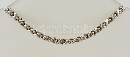 Ezüst(Ag) x-mintás karkötő, jelzett, h: 18,5 cm, nettó: 3,4 g