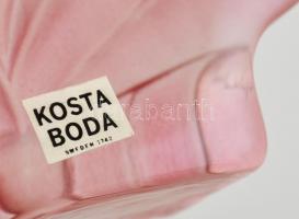 Kosta Boda orchidea váza, maratott, anyagában színezett, formába fújt, jelzett, hibátlan, m: 10 cm