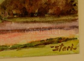 Sostarics Lajos (1896-1968): Ház a parknál. Akvarell, papír, jelzés nélkül, 18x23 cm