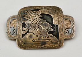 Ezüst(Ag) bross inka fejjel, jelzett, 3x4,5 cm, nettó: 8,2 g