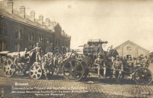 Brüssel. Österreichische Truppen und Geschütze in Feindesland / K.u.K. artilleryman in Belgium + K.u.K. Festungsartillerieregiment Kaiser Nr. 1. (fl)