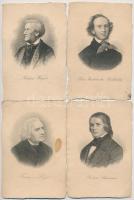 9 db RÉGI híres zeneszerzők portréja, grafikák / 9 pre-1945 famous musicians and composers, graphics