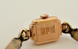 Lady Elgin arany (Au) 14 K tokos  női mechanikus  karóra, fém szíjjal, nem működik, br: 14,7 g