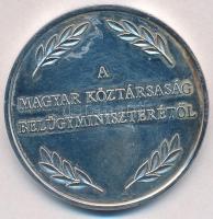 DN "Védelmi Igazgatásért / A Magyar Köztársaság Belügyminiszterétől" ezüstözött fém emléké...