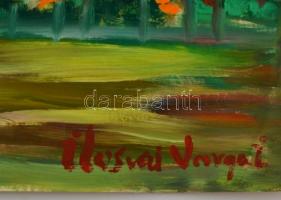 Ilosvai jelzéssel: Házak. Tempera, papír, felcsavarva, apró szakadással,  60×40 cm