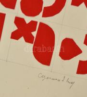 Gyarmathy jelzéssel: Formák. Kollázs, papír, kis szakadással, felcsavarva, 38×38 cm