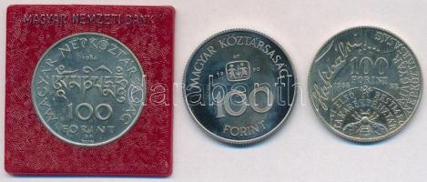 1984. 100Ft alpakka "Kőrösi Csoma Sándor" eredeti tokban, tanúsítvánnyal + 1986. 100Ft alp...