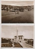 Fiume - 5 db RÉGI városképes lap, templomok, hidroplán / 5 pre-1945 town-view postcards, churches, seaplane
