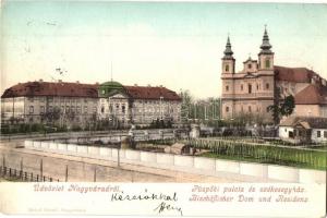 Nagyvárad, Oradea; Püspöki palota, székesegyház, Helyfi László kiadása / bishops palace, cathedral (vágott / cut)