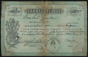 1889 Vadászati jegy / Vadászjegy / Hunter ticket