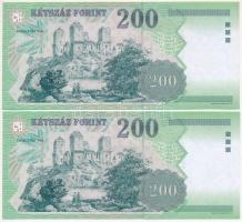 2004. 200Ft "FB" (2x) sorszámkövetők T:I