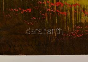 Neogrády elzéssel: Domboldal fákkal. Vegyes techinka, papír, 39×49 cm