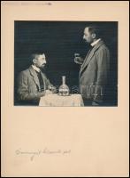 cca 1921 Kerny István (1879-1963) önmagát köszönti fel, pecséttel jelzett vintage trükkfotó, 11x13,5 cm, karton 23x18 cm
