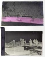 cca 1952 Csongrád, hajóhidat építő katonák, szárazföldi gyakorlaton, Hajdú János csongrádi fényképész hagyatékából 4 db vintage síkfilm negatív, 10x15 cm