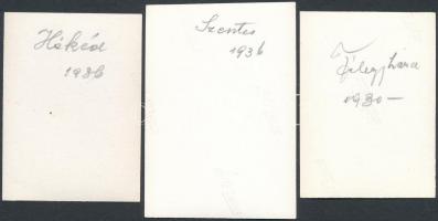 cca 1930 Szélmalmok, Szentes 1936, Hékéd 1936 és Félegyháza 1930 felirattal, 3 db vintage fotó, 7x5 ...