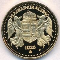 DN "Magyar aranypénzek utánveretben - Arany 20 pengő 1928" aranyozott Ag emlékérem tanúsítvánnyal (5,51g/0.999/25mm) T:PP