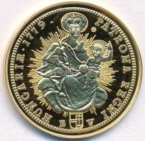 DN "Magyar aranypénzek utánveretben - Mária Terézia dukát 1779" aranyozott Ag emlékérem ta...