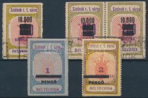 1924-1927 5 db Szolnok városi illetékbélyeg, közte 1 db pár (37.000)