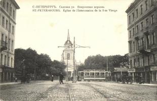 Saint Petersburg, Eglise de lIntercession de la Ste Vierge / church, square, tram, shops