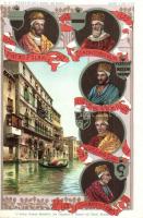 Venice, Venezia; Doges of Venice from 1130 to 1192; Pietro Polani, Domenico Morosini, Vitale Michiel II, Sebastiano Ziani, Orio Mastro Pietro, litho