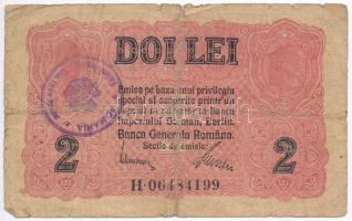 Románia / Német megszállás 1917. 2L román felülbélyegzéssel T:III-,IV Romania / German occupation 1917. 2 Lei with Romanian overprint C:VG,G