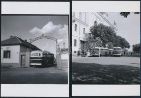 cca 1965 Kecskeméti autóbuszok, Dezső Pál hagyatékában levő 3 db vintage negatív mai nagyítása, 18x13 cm