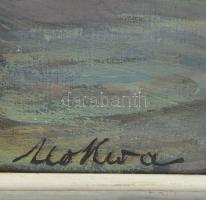 Olvashatatlan jelzéssel: Tengerpart csónakokkal. olaj, vászon, keretben, 65×85 cm