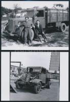 cca 1950 Régi teherautók tétele, 6 db vintage negatívról készült mai nagyítás, 13x18 cm