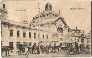 Chernivtsi, Czernowitz; Haupt Bahnhof / railway station (from postcard booklet) (EK)