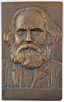DN Karl Marx portréját ábázoló, aranyozott Br plakett, hátoldalán felfüggesztést segítő lyuk (81x130mm) T:2