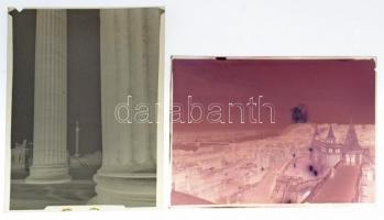 cca 1955 Budapest, négy különféle helyszínen, különféle témákról készült felvétel, 4 db vintage nega...