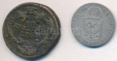 1762K 1kr Cu "Mária Terézia" + Ausztria 1849A 6kr Ag T:2-,3