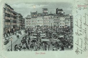 Warsaw, Warsawa; Stare Miasto / old town at night, market, hold to light, W. Hagelberg, D. R. G. M. No. 45901 (EM)