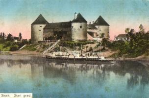 Sziszek, Sisak; vár, gőzhajó / Stari grad / castle, steamship