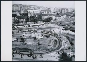 cca 1970 Budapest, Moszkva téri átépítés, 2 db vintage negatívról készült mai nagyítás, 25x18 cm