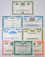 Amerikai Egyesült Államok 1935-1976. 14xklf részvény bélyegzésekkel, lyukasztással és perforációval ...