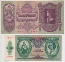 1930. 100P + 1936. 10P mindkettőn csillagos sorozatszám T:II-III szép papír