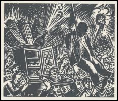 Frans Masereel (1889-1972): Kivégzés. Fametszet, papír, jelzett a fametszeten, 11×13 cm