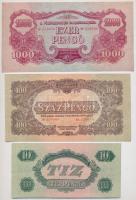 1944. "A Vöröshadsereg Parancsnoksága" 2P + 5P (2x) eltérő szín + 10P + 100P + 1000P restaurált T:I-,II,III