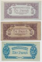 1944. "A Vöröshadsereg Parancsnoksága" 2P + 5P (2x) eltérő szín + 10P + 100P + 1000P resta...