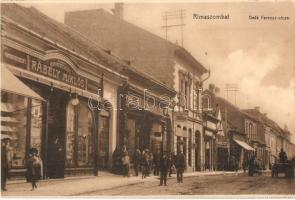 Rimaszombat, Rimavska Sobota; Deák Ferenc utca, Rábely Miklós könyvnyomdája, Neumann H. üzlete / printing shop, street (képeslapfüzetből / from postcard booklet)