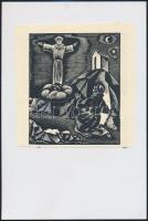 Molnár C. Pál (1894-1981): Jelenés. Fametszet, papír, jelzés nélkül, körbevágva, kartonra ragasztva, 14x11 cm