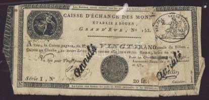 Franciaország/Rouen 1797-1803. 20Fr T:IV- Hátoldalán korabeli megjegyzések, R!