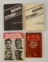 3 db katonai könyv: Lajtos Árpád: Emlékezés a 2. magyar hadseregre 1942-1943 (1989); Felderítők, hírszerzők (1980); Zinner Tibor - Róna Péter: Szálasiék bilincsben 1-2. (1986). Példányonként változó kötésben, jó állapotban.